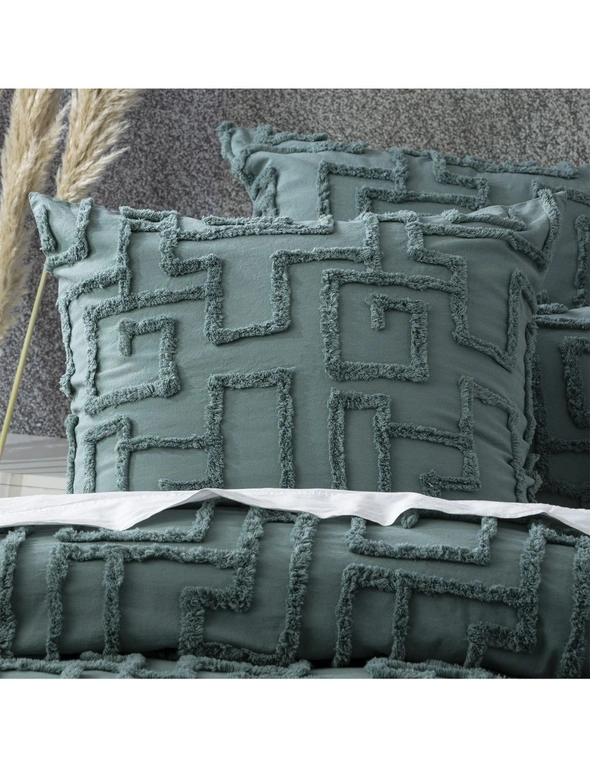 Renee Taylor Riley Vintage Washed Cotton Chenille Tufted Quilt Cover Set Mineral, hi-res image number null