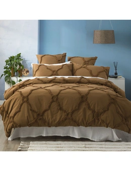 Renee Taylor Moroccan 100% Cotton Chenille Vintage washed Tufted Quilt cover Set Wood