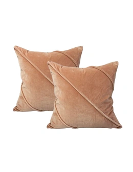 Cotton Velvet Twin Pack Cushions 50 x 50 Cms Trova Blush