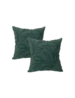 Cotton Embroidered Twin Pack Cushions 50 x 50 Cms Riviera Teal