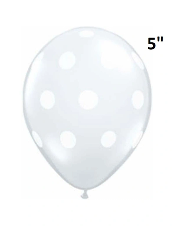 Solid Black Balloon - White Polka Dots 5 in.