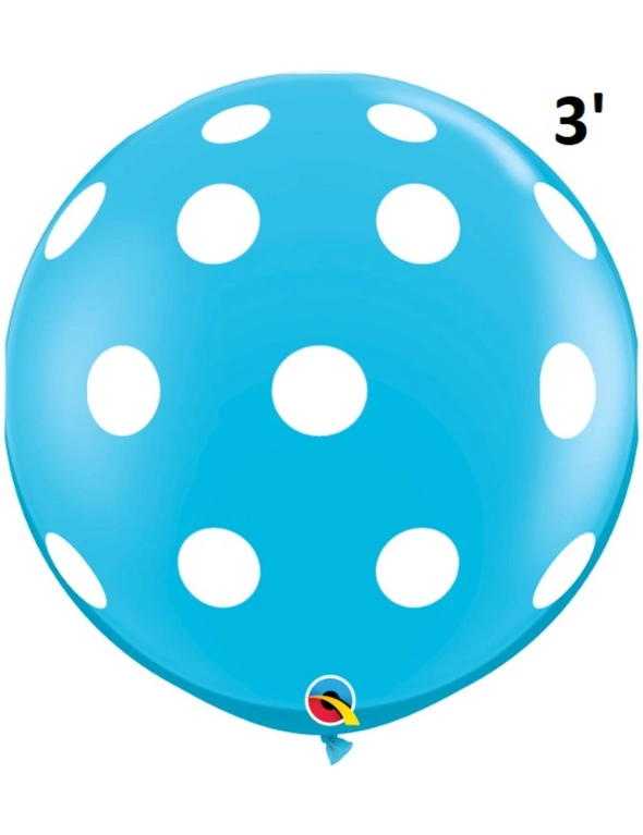 Balloon Latex 3' Print Big Polka Robin'S Egg Blue Latex Birthday Wedding Party, hi-res image number null