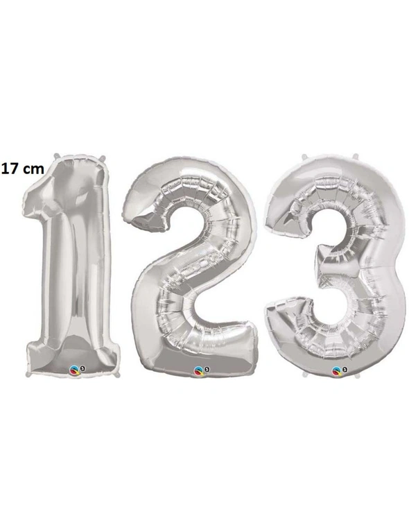 BALLOON 18cm FOIL NUMBER 1 SILVER BIRTHDAY PARTY WEDDING NEW YEAR DECORATION, hi-res image number null