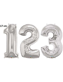 BALLOON 18cm FOIL NUMBER 1 SILVER BIRTHDAY PARTY WEDDING NEW YEAR DECORATION