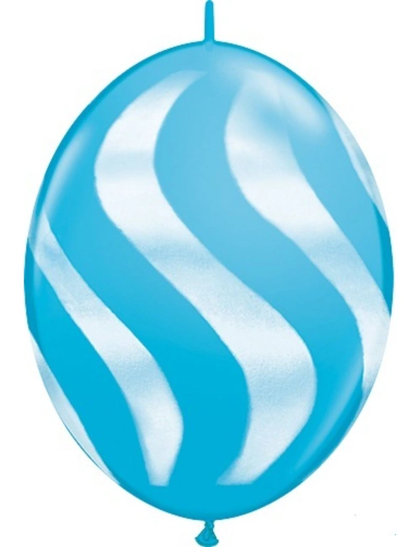 Balloons Quick Link White Stripes Robin'S Egg Blue 12" Latex Birthday Decoration, hi-res image number null