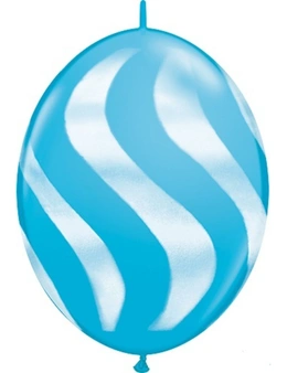 Balloons Quick Link White Stripes Robin'S Egg Blue 12" Latex Birthday Decoration
