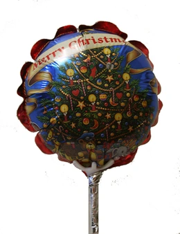 Balloon On Stick Round 9Cm Christmas Tree & Toys New Year Party Decorations