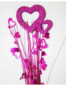 Decorative Pick Double Heart Hot Pink Table Centerpiece Party Home Decoration
