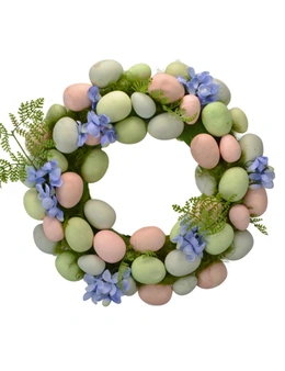Wreath - Easter, Eggs & Flowers, Blue & Green