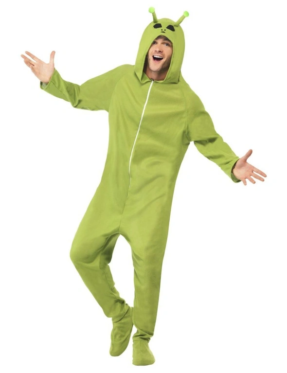 ADULT COSTUME ONESIE ALIEN SMALL HALLOWEEN DRESS UP COSPLAY OUTFITS JUMPSUIT, hi-res image number null