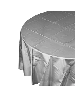 Tablecloth Round Silver Plastic Wedding Birthday Party Decorations Table Cover