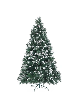 Home Ready Snowy Christmas Tree Xmas Pine Cones 7Ft 210cm 1290 tips - Green