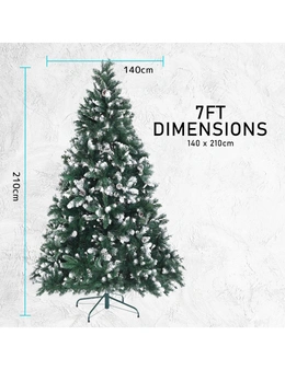 Home Ready Snowy Christmas Tree Xmas Pine Cones 7Ft 210cm 1290 tips - Green