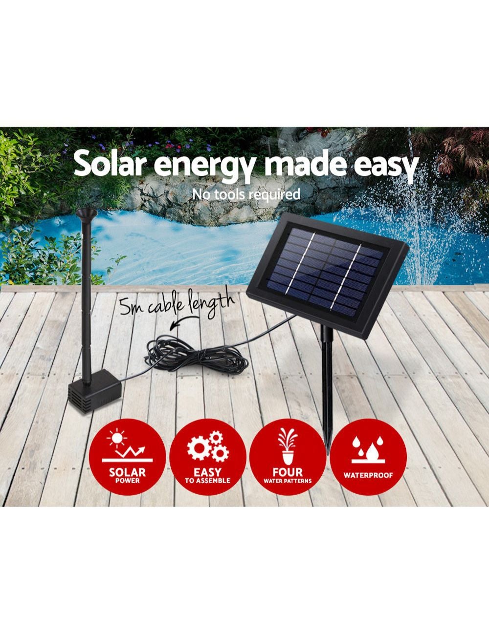 Gardeon Solar Pond Pump Water Fountain Outdoor Powered Submersible ...