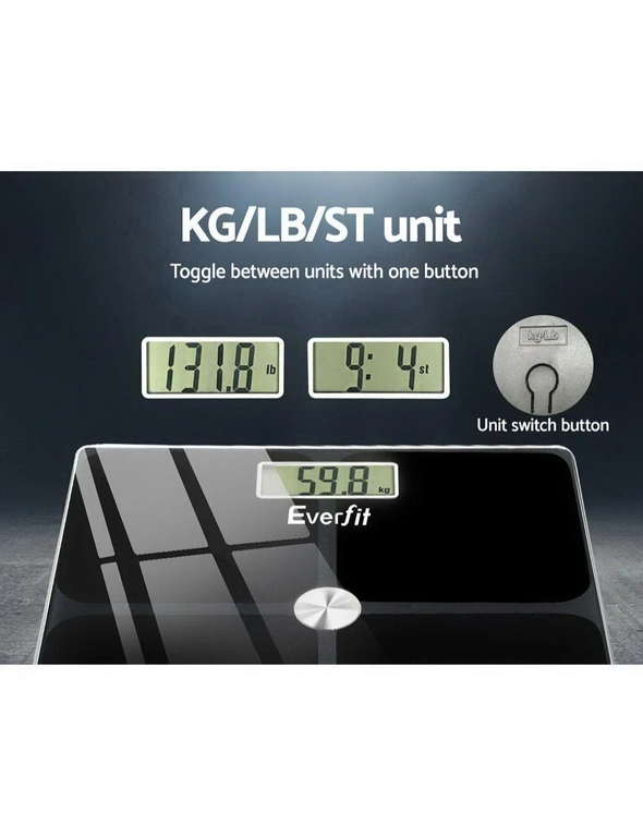 Everfit Body Fat Bathroom Scale Weighing BMI Monitor Gym 180KG 1EA