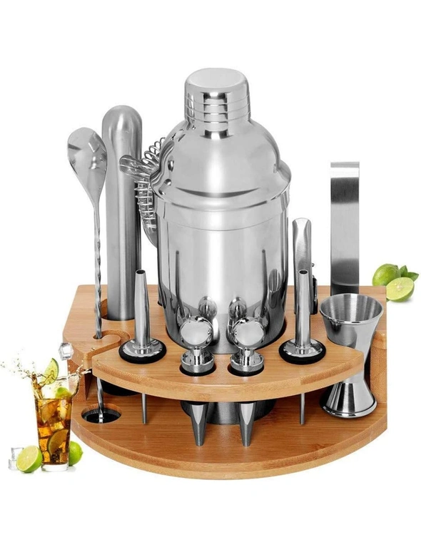 Cocktail Shaker Set Bartender Kit with Bamboo frame and 12 Pieces
