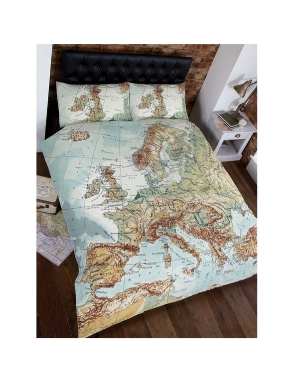 Bedding & Beyond Europe Map Duvet Cover Set, hi-res image number null