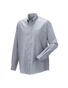 Russell Collection Mens Long Sleeve Easy Care Oxford Shirt