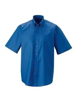 Russell Collection Mens Short Sleeve Easy Care Oxford Shirt