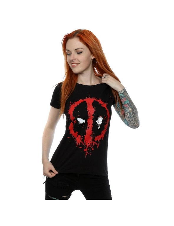 Deadpool Womens/Ladies Splat Face Cotton T-Shirt, hi-res image number null