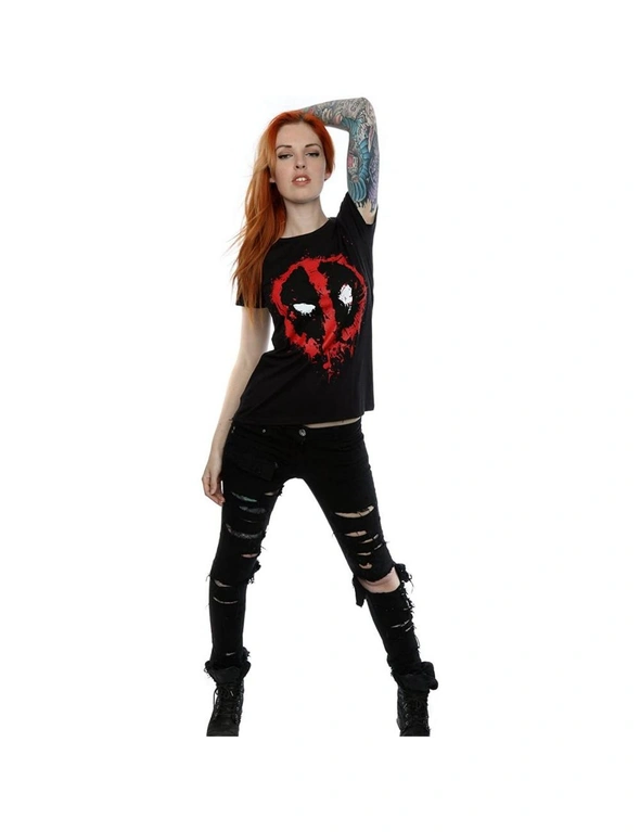 Deadpool Womens/Ladies Splat Face Cotton T-Shirt, hi-res image number null