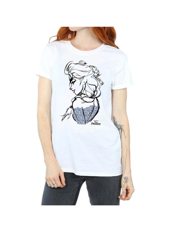 Frozen Womens/Ladies Elsa Sketch Cotton Boyfriend T-Shirt, hi-res image number null