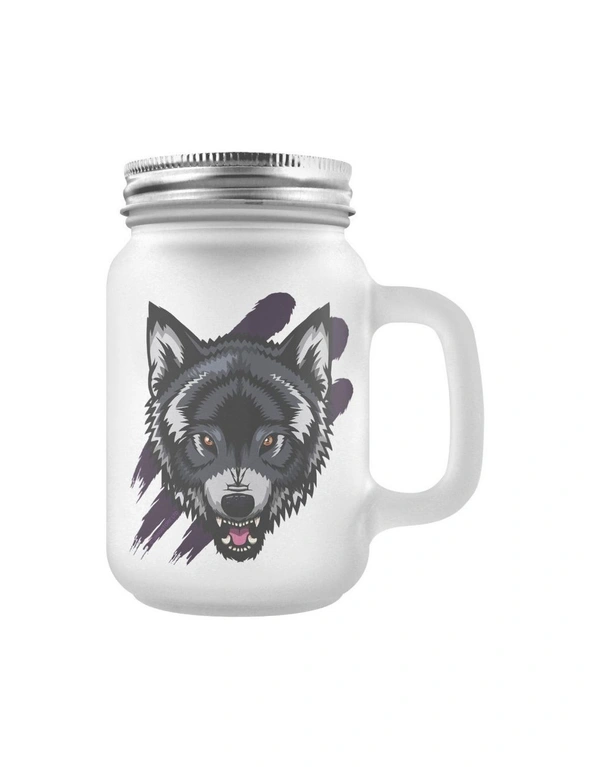 Unorthodox Collective Wolf Frosted Glass Mason Jar, hi-res image number null