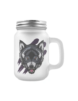 Unorthodox Collective Wolf Frosted Glass Mason Jar