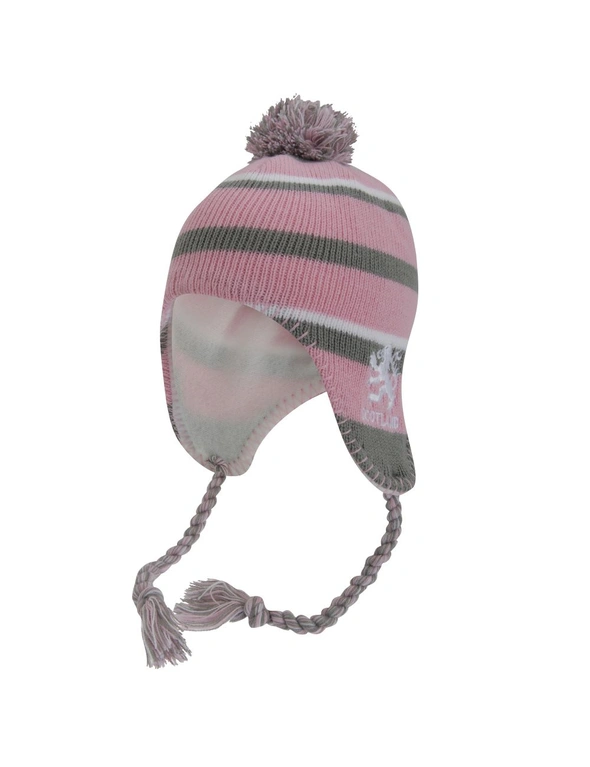 Ladies/Womens Scotland Lion Pink Winter Hat, Thermal Peruvian Hat With Tassels, hi-res image number null