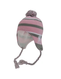 Ladies/Womens Scotland Lion Pink Winter Hat, Thermal Peruvian Hat With Tassels