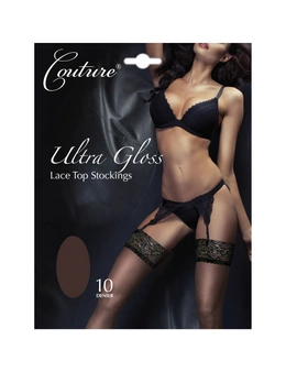 Couture Womens/Ladies Ultra Gloss Lace Top Stockings (1 Pair)