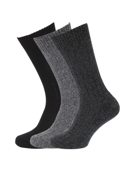 Mens Wool Blend Socks With Wool Padded Sole (Pack Of 3)