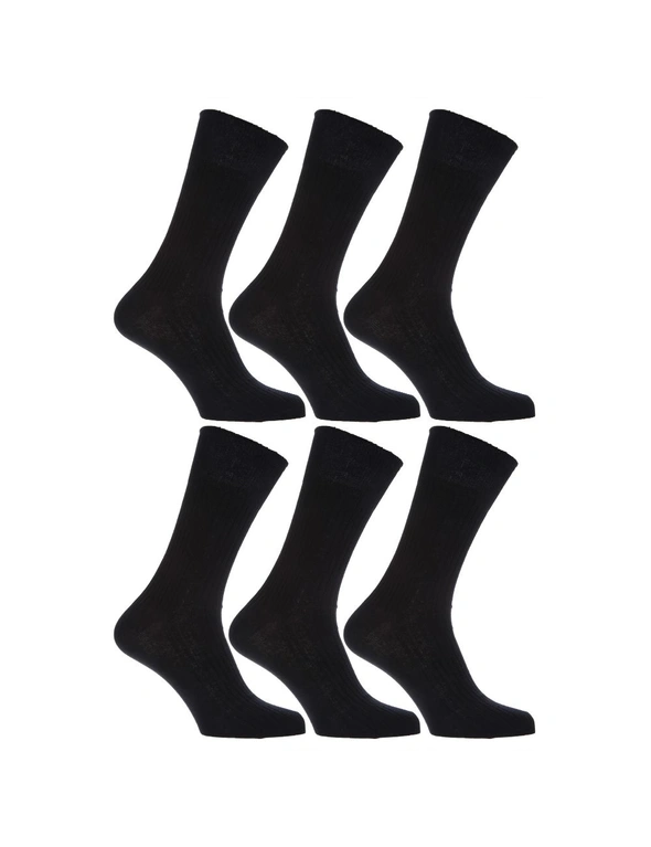 Mens 100% Cotton Non Elastic Top Gentle Grip Socks (Pack Of 6), hi-res image number null