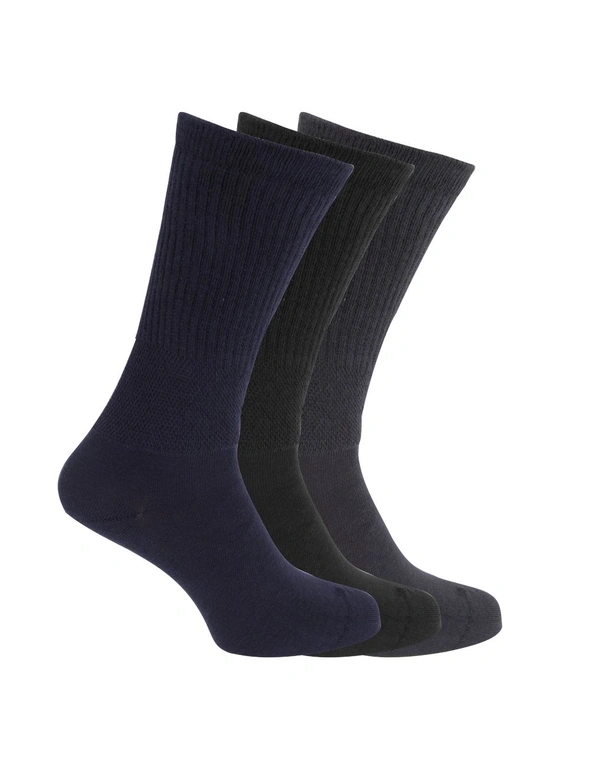Mens Extra Wide Comfort Fit Wide Feet Diabetic Socks (3 Pairs), hi-res image number null