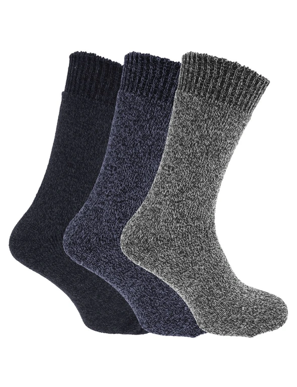 Mens Wool Blend Fully Cushioned Thermal Boot Socks (Pack Of 3), hi-res image number null