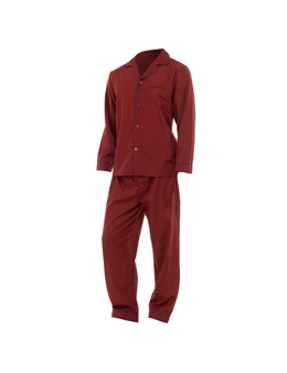 Mens Plain Long Sleeve Shirt & Trouser Bottoms Nightwear Pyjama Set
