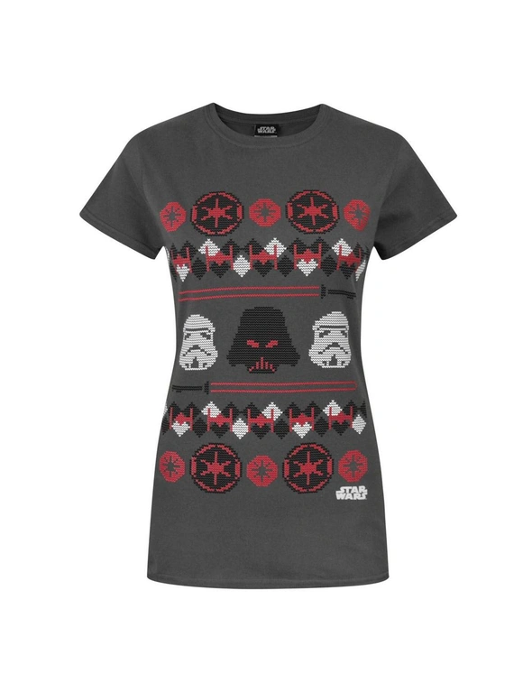 Star Wars Womens/Ladies Darth Vader Fair Isle Christmas T-Shirt, hi-res image number null