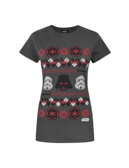 Star Wars Womens/Ladies Darth Vader Fair Isle Christmas T-Shirt