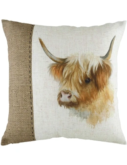Evans Lichfield Hessian Highland Cow Cushion Cover