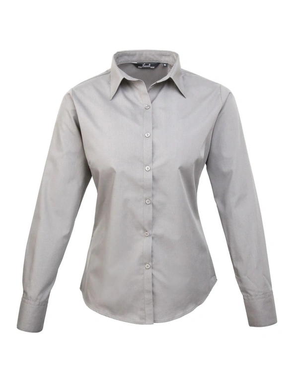 Premier Womens/Ladies Poplin Long Sleeve Blouse / Plain Work Shirt, hi-res image number null