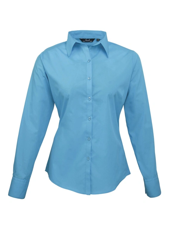 Premier Womens/Ladies Poplin Long Sleeve Blouse / Plain Work Shirt, hi-res image number null