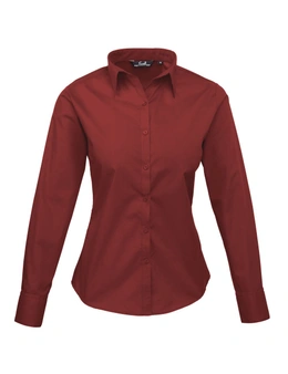 Premier Womens/Ladies Poplin Long Sleeve Blouse / Plain Work Shirt