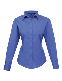 Premier Womens/Ladies Poplin Long Sleeve Blouse / Plain Work Shirt