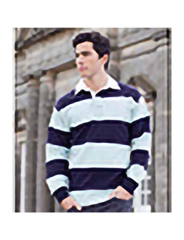 Front Row Sewn Stripe Long Sleeve Sports Rugby Polo Shirt, hi-res image number null