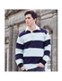 Front Row Sewn Stripe Long Sleeve Sports Rugby Polo Shirt, hi-res