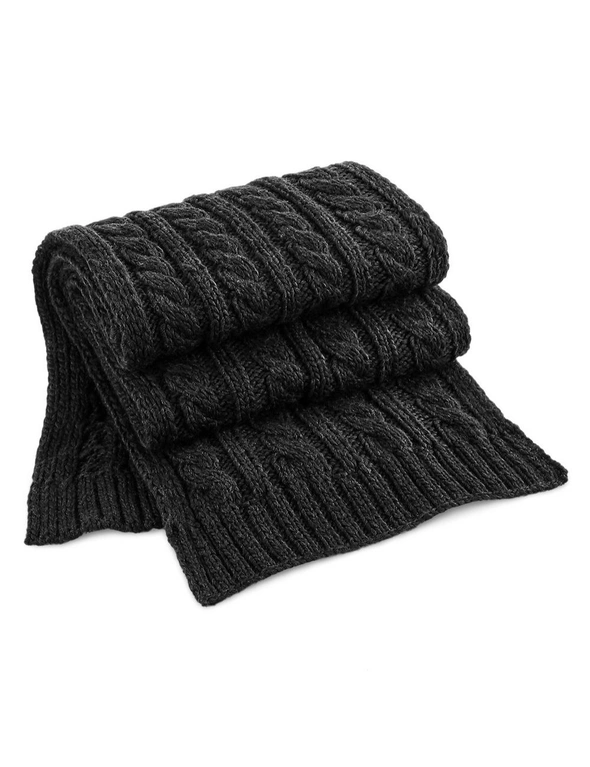 Beechfield Unisex Cable Knit Melange Scarf, hi-res image number null