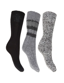 FLOSO Ladies/Womens Thermal Thick Chunky Wool Blended Socks (Pack Of 3)