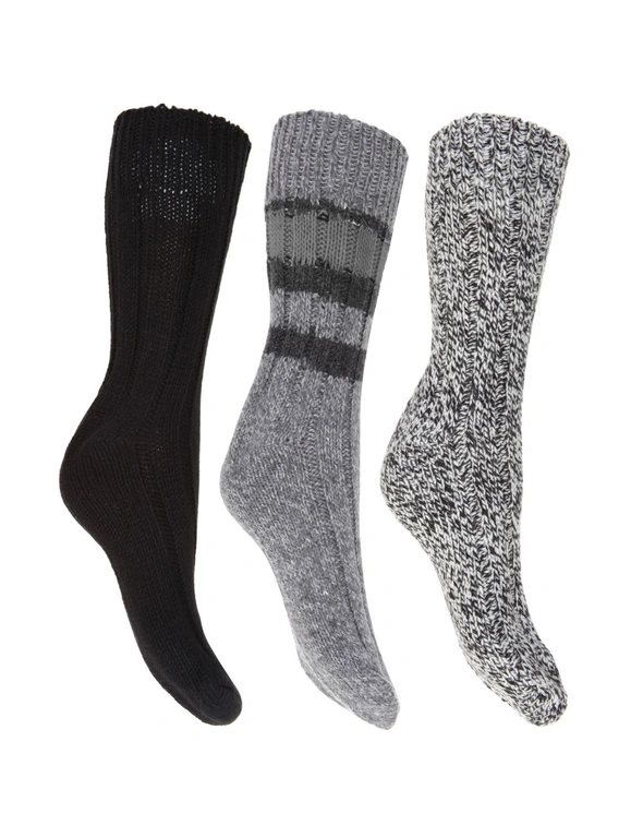 FLOSO Ladies/Womens Thermal Thick Chunky Wool Blended Socks (Pack Of 3), hi-res image number null