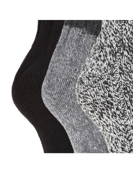 FLOSO Ladies/Womens Thermal Thick Chunky Wool Blended Socks (Pack Of 3)