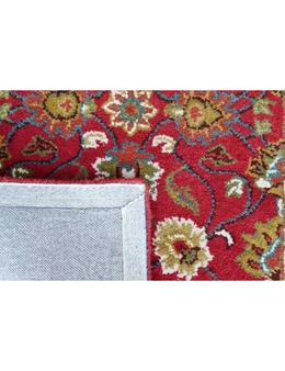 Handmade Floral Wool Rug - Kashan2- Red/Cream